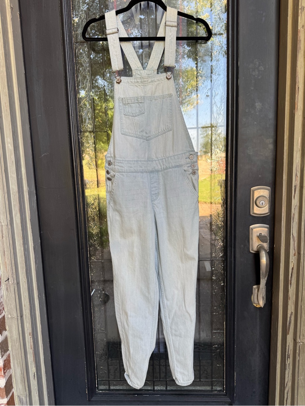 Hollister Light Wash Denim Overalls Tapered Skinny Leg